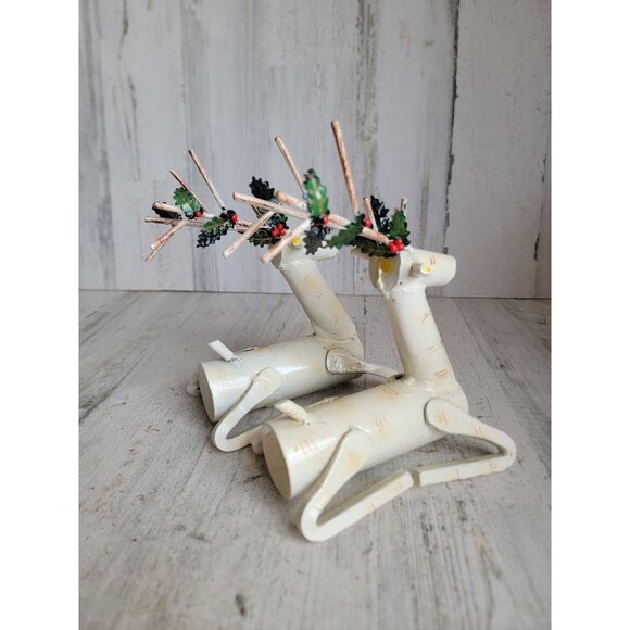 Vintage Birchwood reindeer Xmas home decor mistletoe folk art - Picture 10 of 10